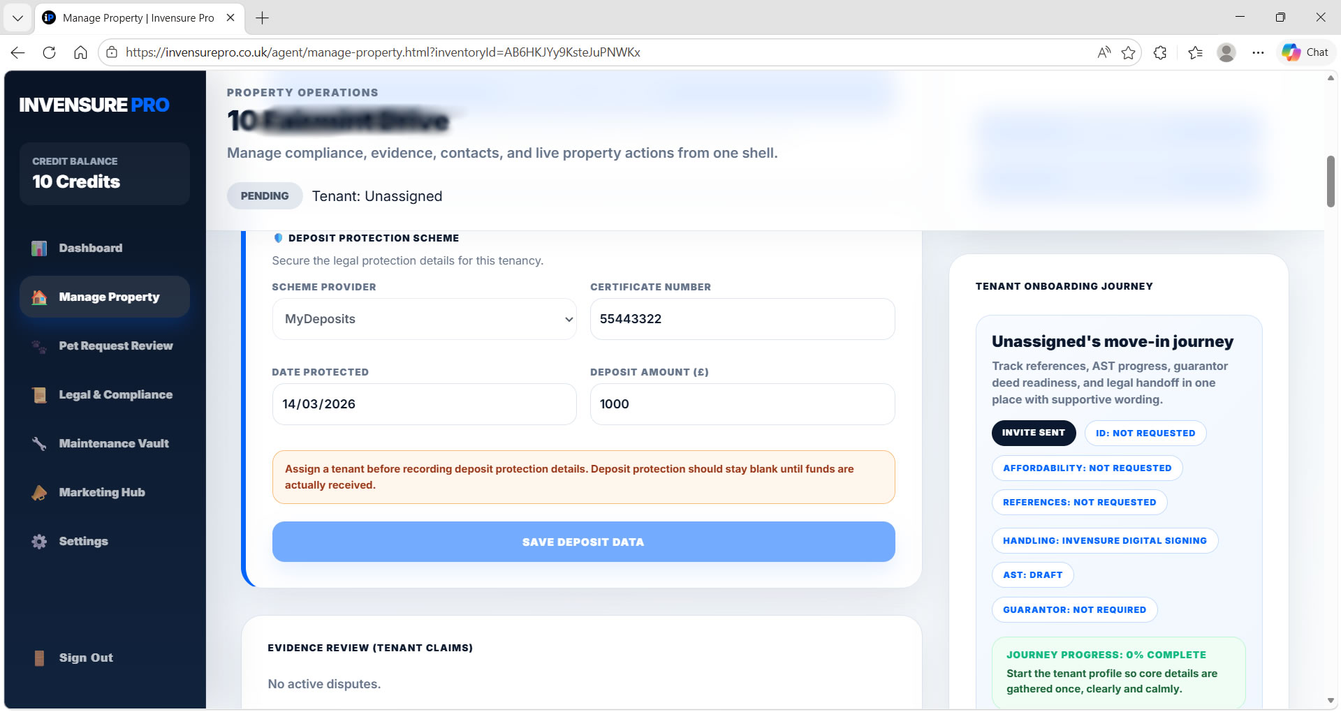 Invensure Pro agent demo showing agent-friendly workflows for onboarding, signatures and compliance actions in one defensible operational view.